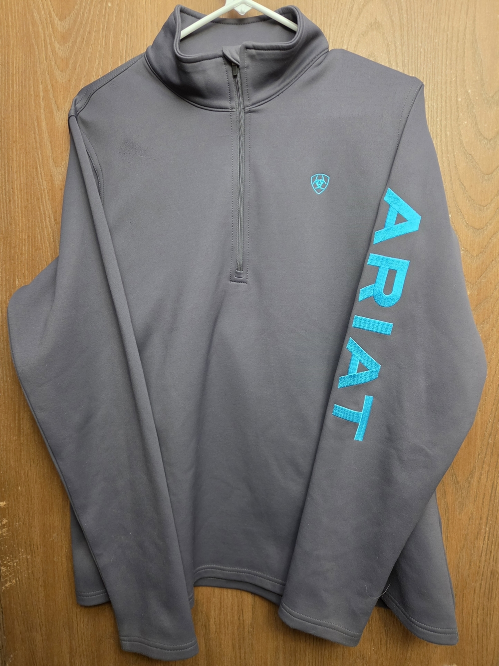 Ariat Women's Gray Quarter-Zip Pullover with Teal Logo